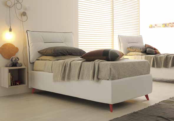 Letto semplice e contenitore imbottito KISS Singolo e Una piazza e
